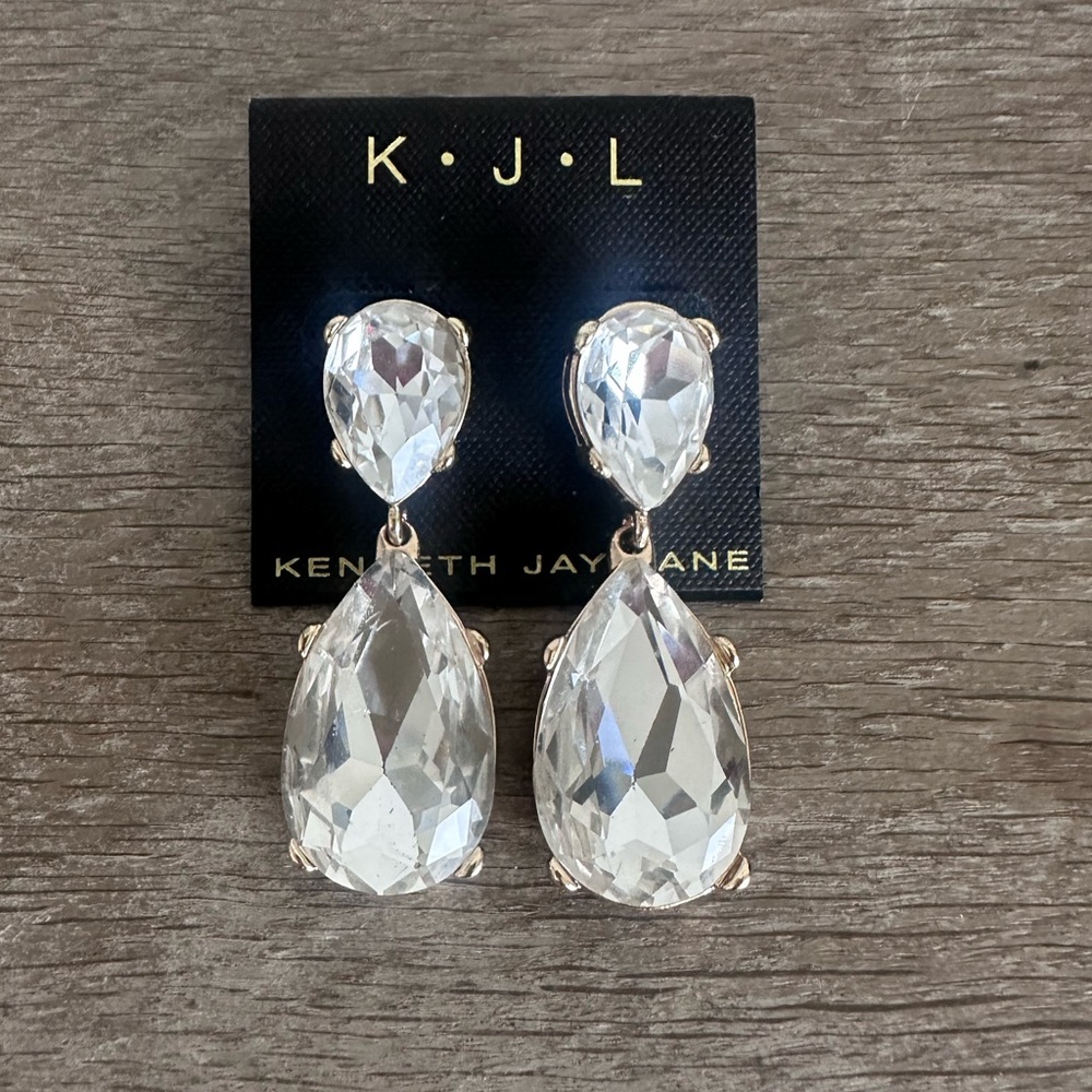 Kenneth Jay Lane Crystal Goldtone Teardrop Earrings